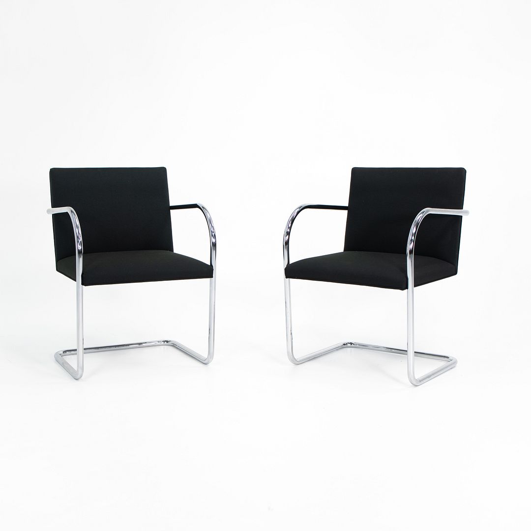 2009 Tubular Brno Chair by Mies van der Rohe for Knoll in Black Fabric Sets Available