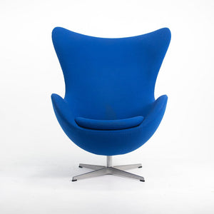 2003 Egg Chair by Arne Jacobson for Fritz Hansen in Blue Fabric (Multiple Chairs Available)