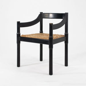 1960s Carimate Arm Chair by Vico Magistretti for Artemide with Ebonized Wood Frame