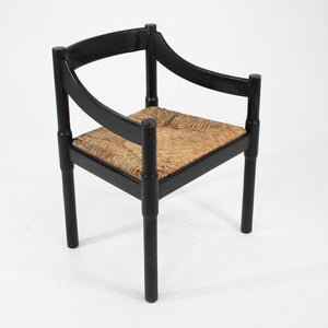 1960s Carimate Arm Chair by Vico Magistretti for Artemide with Ebonized Wood Frame