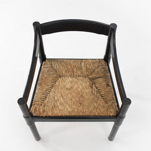 1960s Carimate Arm Chair by Vico Magistretti for Artemide with Ebonized Wood Frame