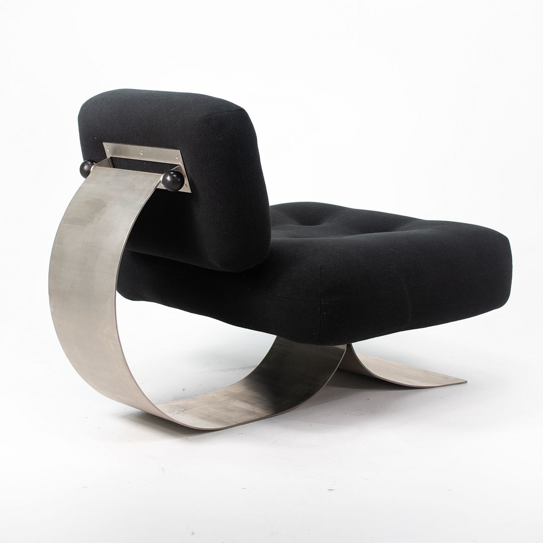 1970s Alta Chair by Oscar Niemeyer for Mobilier International with Black Fabric Upholstery