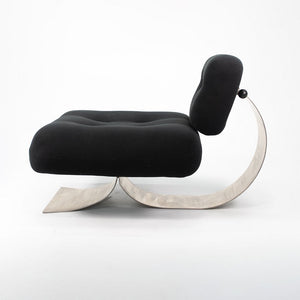 1970s Alta Chair by Oscar Niemeyer for Mobilier International with Black Fabric Upholstery