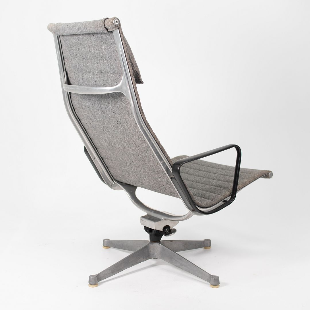 SOLD 1960s Aluminum Group Lounge Chair and Ottoman by Charles and Ray Eames for Herman Miller in Gray Fabric