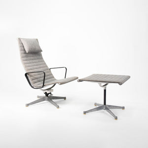 SOLD 1960s Aluminum Group Lounge Chair and Ottoman by Charles and Ray Eames for Herman Miller in Gray Fabric