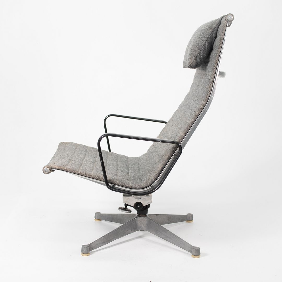 SOLD 1960s Aluminum Group Lounge Chair and Ottoman by Charles and Ray Eames for Herman Miller in Gray Fabric