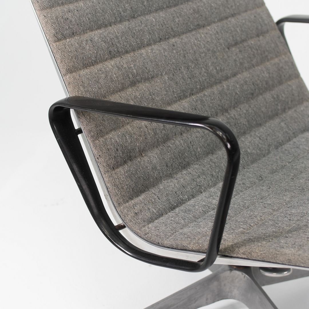 SOLD 1960s Aluminum Group Lounge Chair and Ottoman by Charles and Ray Eames for Herman Miller in Gray Fabric