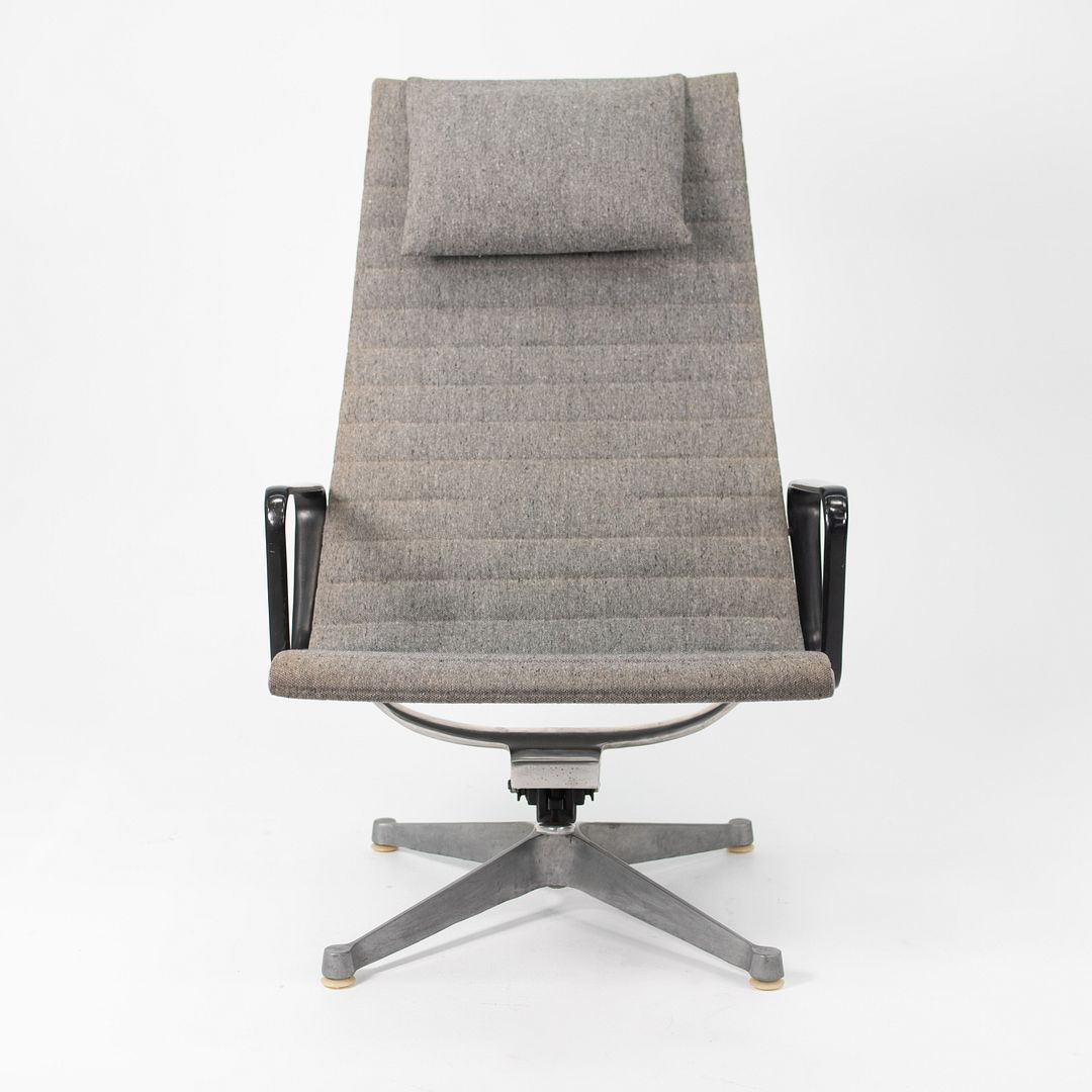 SOLD 1960s Aluminum Group Lounge Chair and Ottoman by Charles and Ray Eames for Herman Miller in Gray Fabric