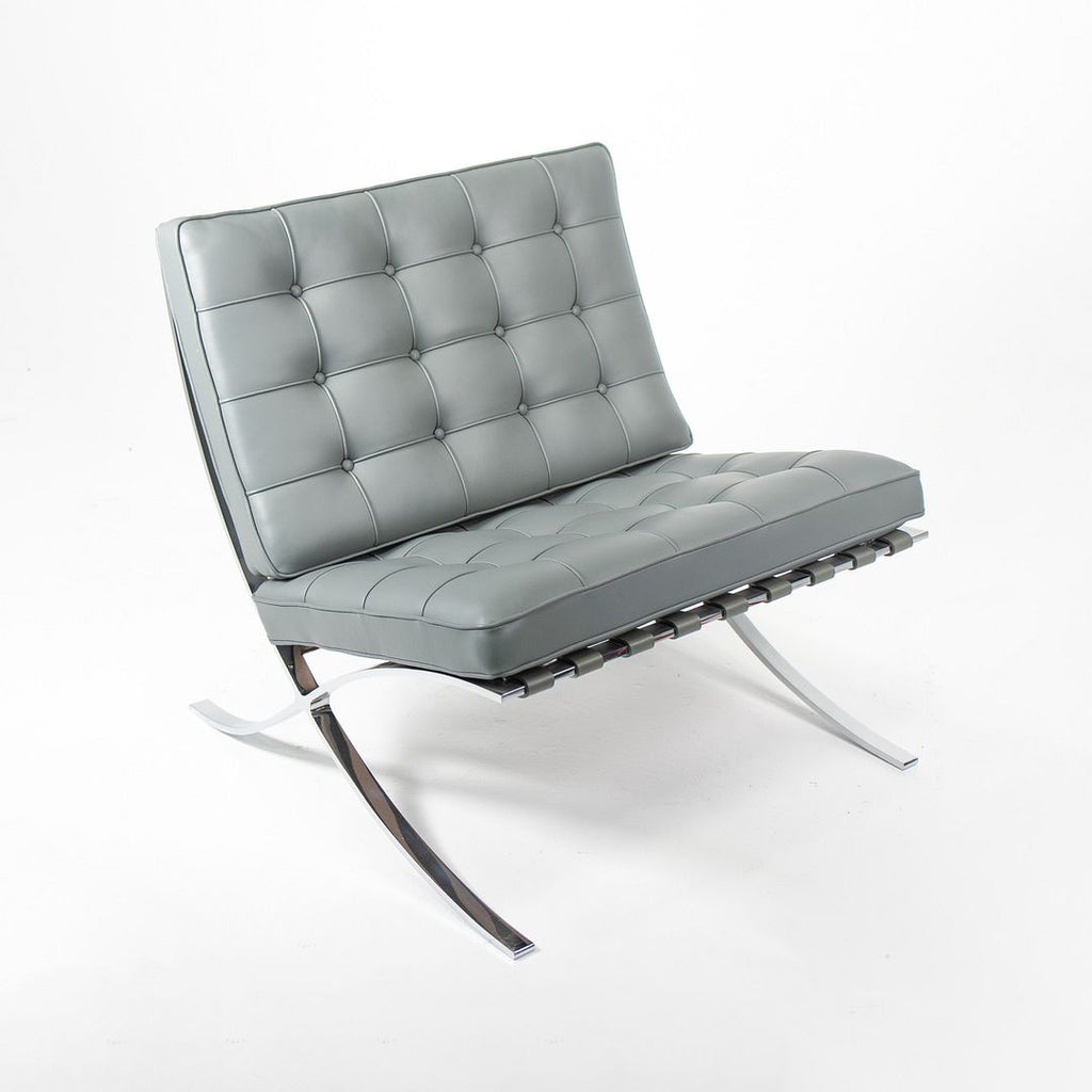SOLD 2021 250L Barcelona Chair by Mies van der Rohe for Knoll in Chromed Steel and Gray Leather