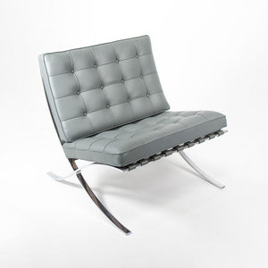 SOLD 2021 250L Barcelona Chair by Mies van der Rohe for Knoll in Chromed Steel and Gray Leather