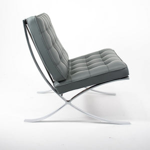 2021 250L Barcelona Chair by Mies van der Rohe for Knoll in Chromed Steel and Gray Leather