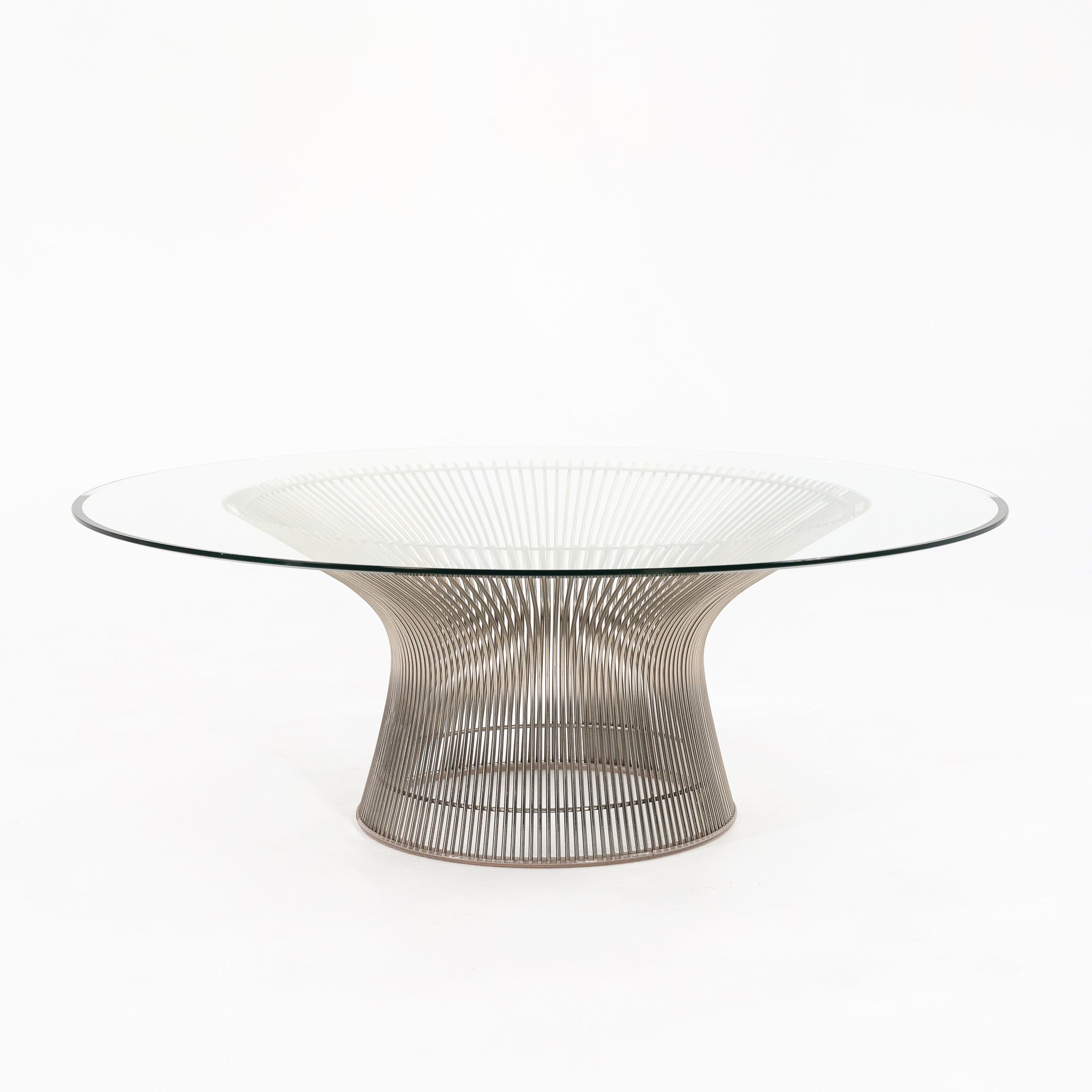 2000s Platner 42 in Coffee Table 3714T by Warren Platner for Knoll in Polished Nickel with Clear Glass