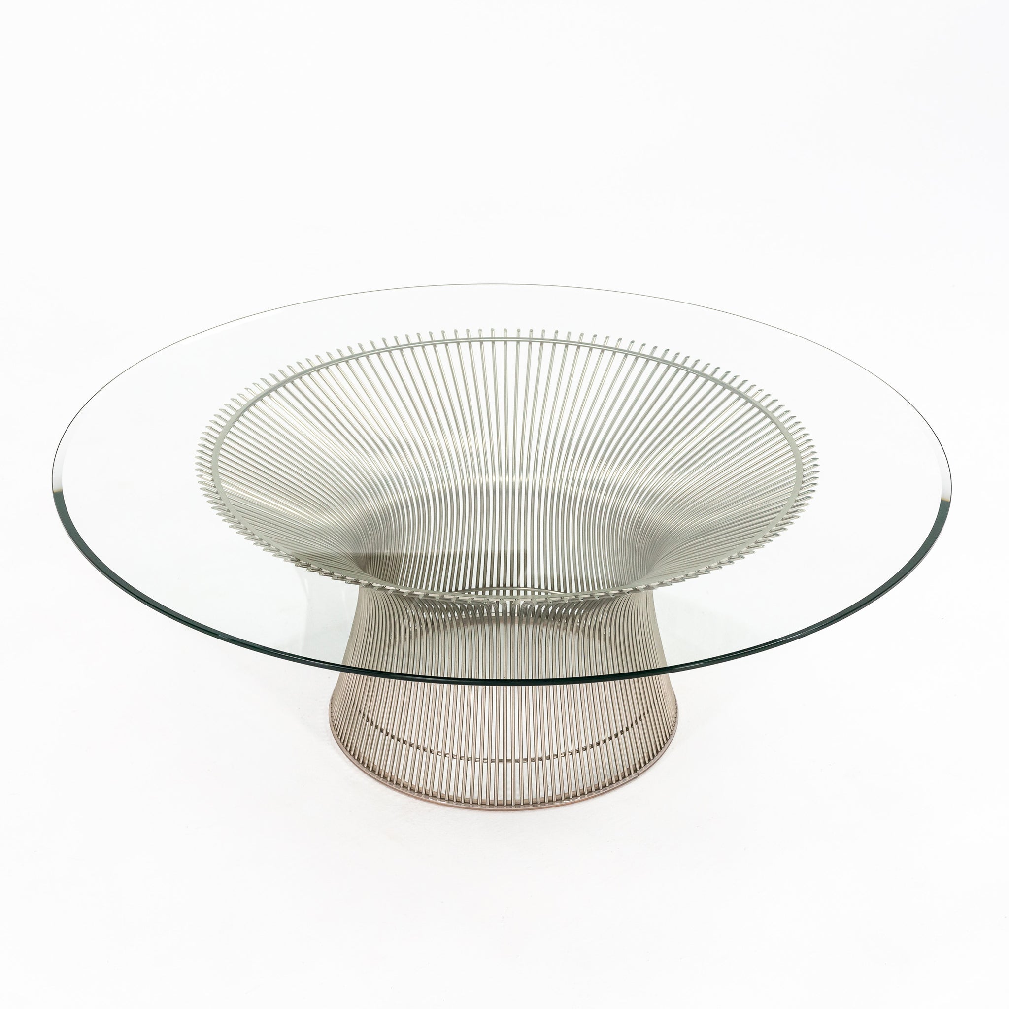 2000s Platner 42 in Coffee Table 3714T by Warren Platner for Knoll in Polished Nickel with Clear Glass
