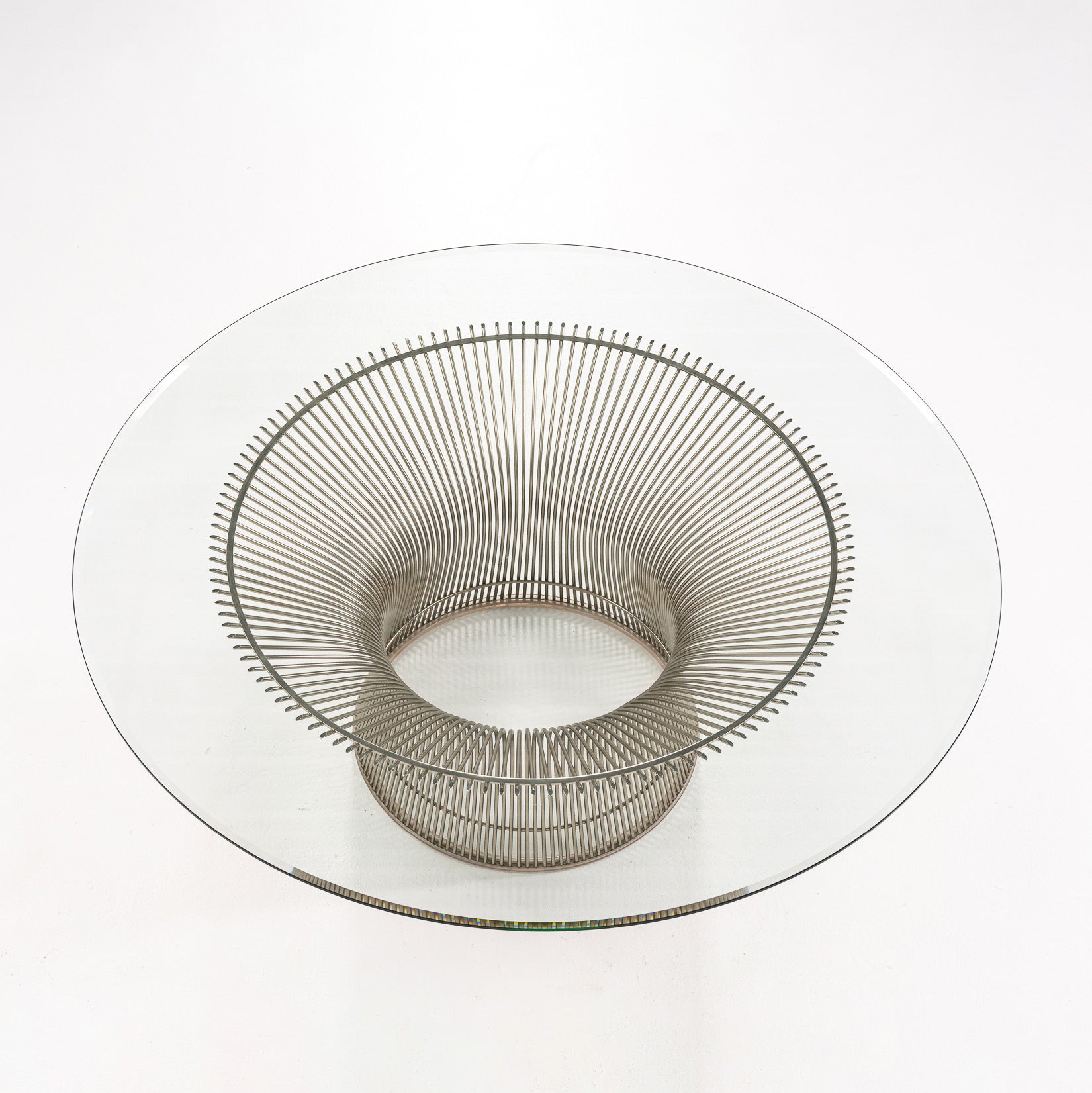 2000s Platner 42 in Coffee Table 3714T by Warren Platner for Knoll in Polished Nickel with Clear Glass