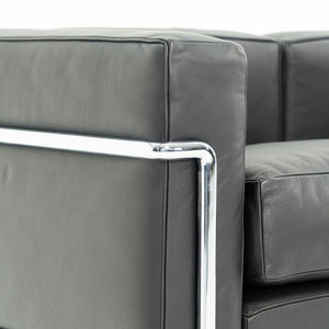 SOLD 2006 LC2 Petit Modele 3-Seat Sofa by Le Corbusier, Pierre Jeanneret, and Charlotte Perriand for Cassina in Black Leather