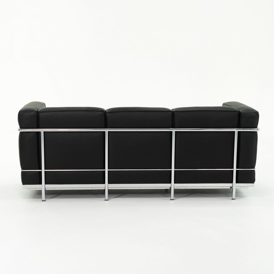 SOLD 2006 LC2 Petit Modele 3-Seat Sofa by Le Corbusier, Pierre Jeanneret, and Charlotte Perriand for Cassina in Black Leather