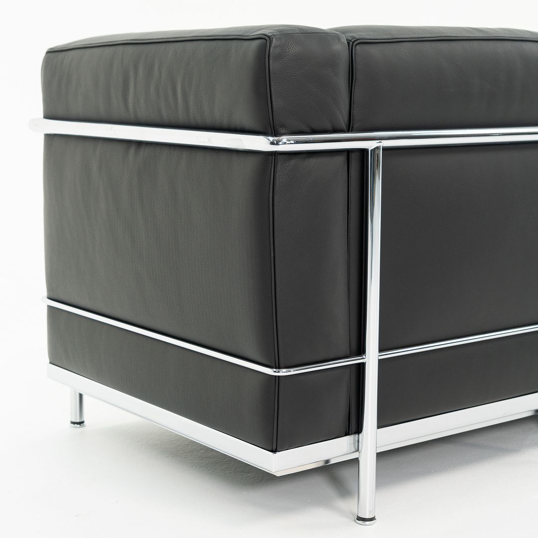 SOLD 2006 LC2 Petit Modele 3-Seat Sofa by Le Corbusier, Pierre Jeanneret, and Charlotte Perriand for Cassina in Black Leather