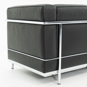SOLD 2006 LC2 Petit Modele 3-Seat Sofa by Le Corbusier, Pierre Jeanneret, and Charlotte Perriand for Cassina in Black Leather