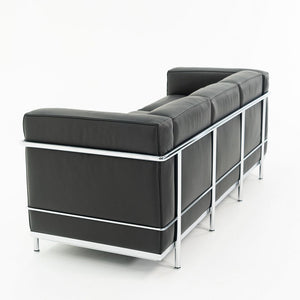 SOLD 2006 LC2 Petit Modele 3-Seat Sofa by Le Corbusier, Pierre Jeanneret, and Charlotte Perriand for Cassina in Black Leather