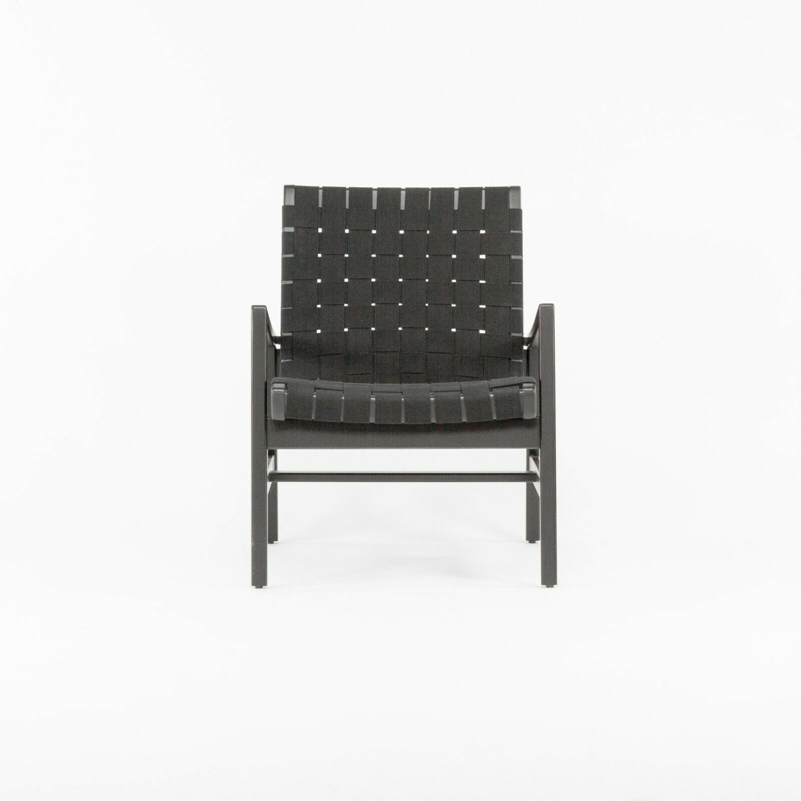 SOLD 2021 Jens Risom for Knoll Ebonized Maple & Black Cotton Lounge Chair with Arms