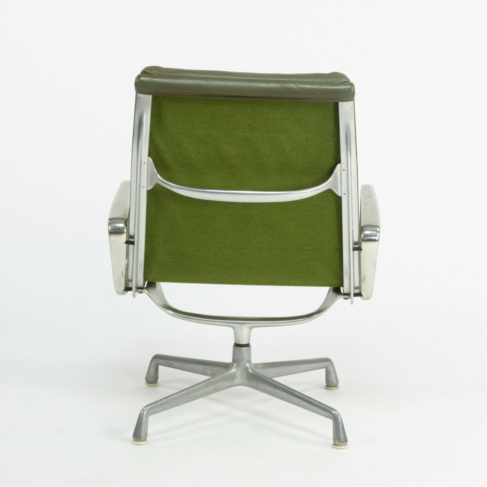 SOLD 1970s Herman Miller Eames Aluminum Group Soft Pad Lounge Chair in Green Leather