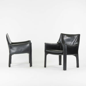SOLD 2000s Pair of Mario Bellini Cab Lounge Chairs by Cassina of Italy in Black Leather