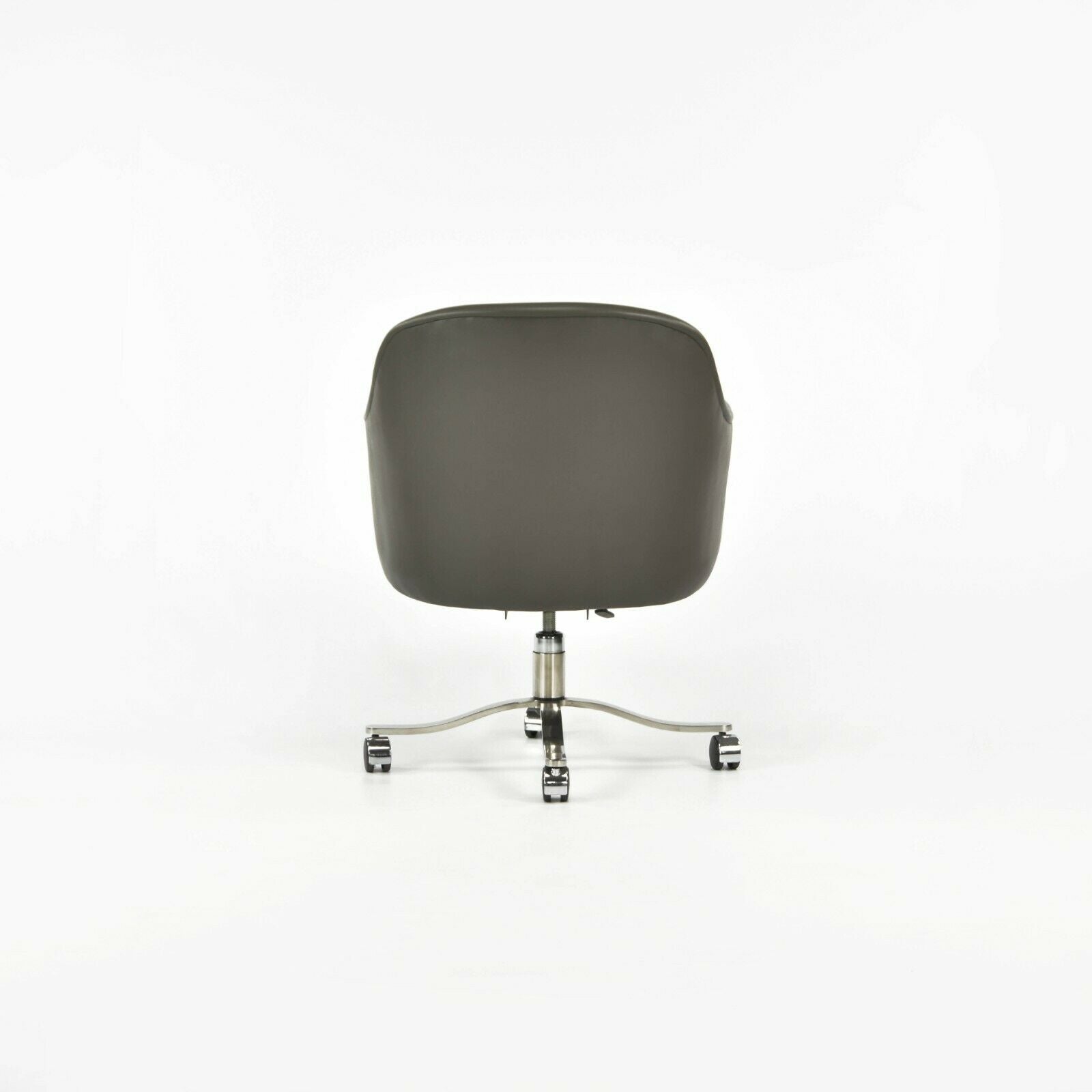 1980s Nicos Zographos Grey Leather Bucket Desk Chairs with Alpha Bases 2x Available
