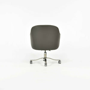 1980s Nicos Zographos Grey Leather Bucket Desk Chairs with Alpha Bases 2x Available