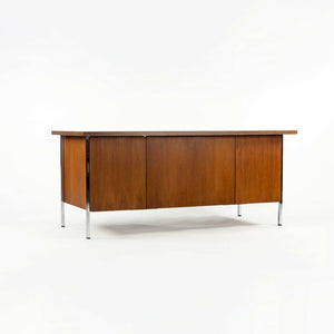 1950s Florence Knoll Double Pedestal Walnut Chrome and Laminate Executive Desk