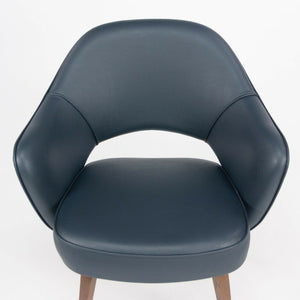 SOLD Eero Saarinen Knoll 2020 Executive Armchair in Navy Blue Leather w/ Wood Legs 5x Available