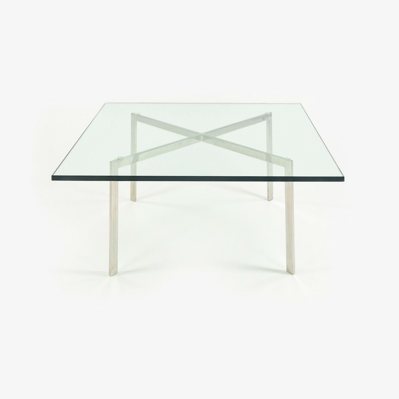 SOLD 1960s Knoll Mies Van Der Rohe Barcelona Coffee End Table Glass Stainless 40in Marked KP