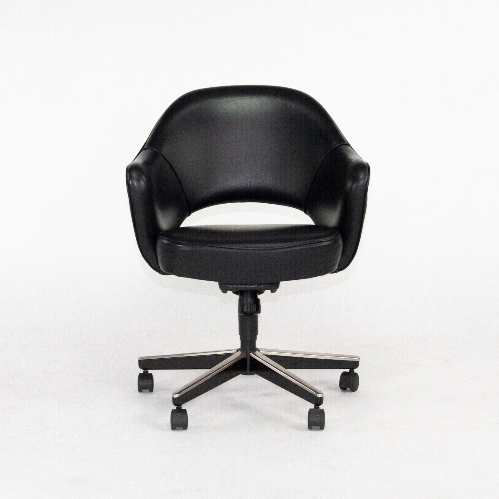 SOLD 2011 Eero Saarinen for Knoll Executive Desk Chair w/ Rolling Base Black Leather