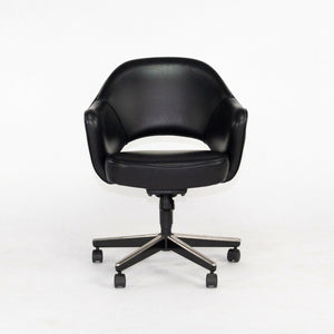 SOLD 2011 Eero Saarinen for Knoll Executive Desk Chair w/ Rolling Base Black Leather