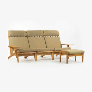 SOLD 1960s Hans Wegner Getama GE 375 3-Seater Sofa & Ottoman Original Fabric & Oak