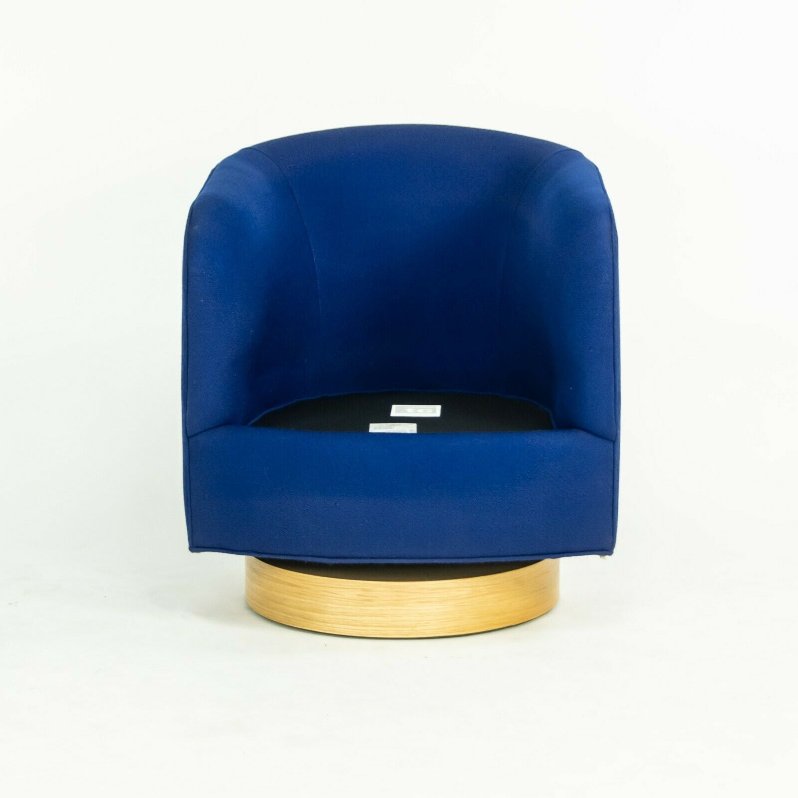 2018 Milo Baughman for Thayer Coffin Papa Roxy Swivel Lounge Chair Blue Fabric