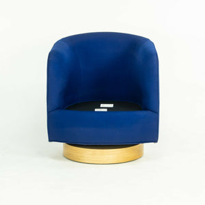 2018 Milo Baughman for Thayer Coffin Papa Roxy Swivel Lounge Chair Blue Fabric