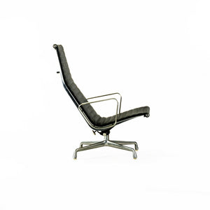 SOLD 1978 Herman Miller Eames Aluminum Group Lounge Chair in Smooth Black Leather
