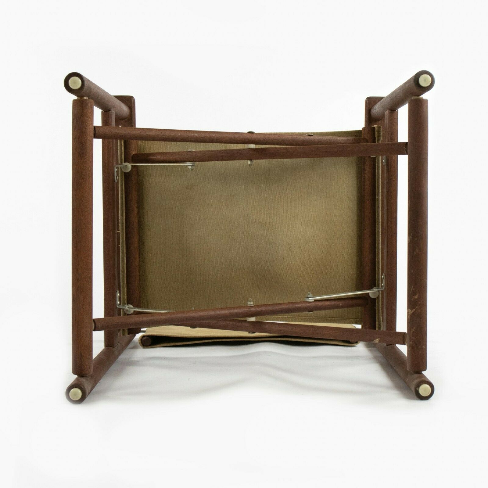1960s Danish Modern Walnut and Canvas Folding Campaign Chair