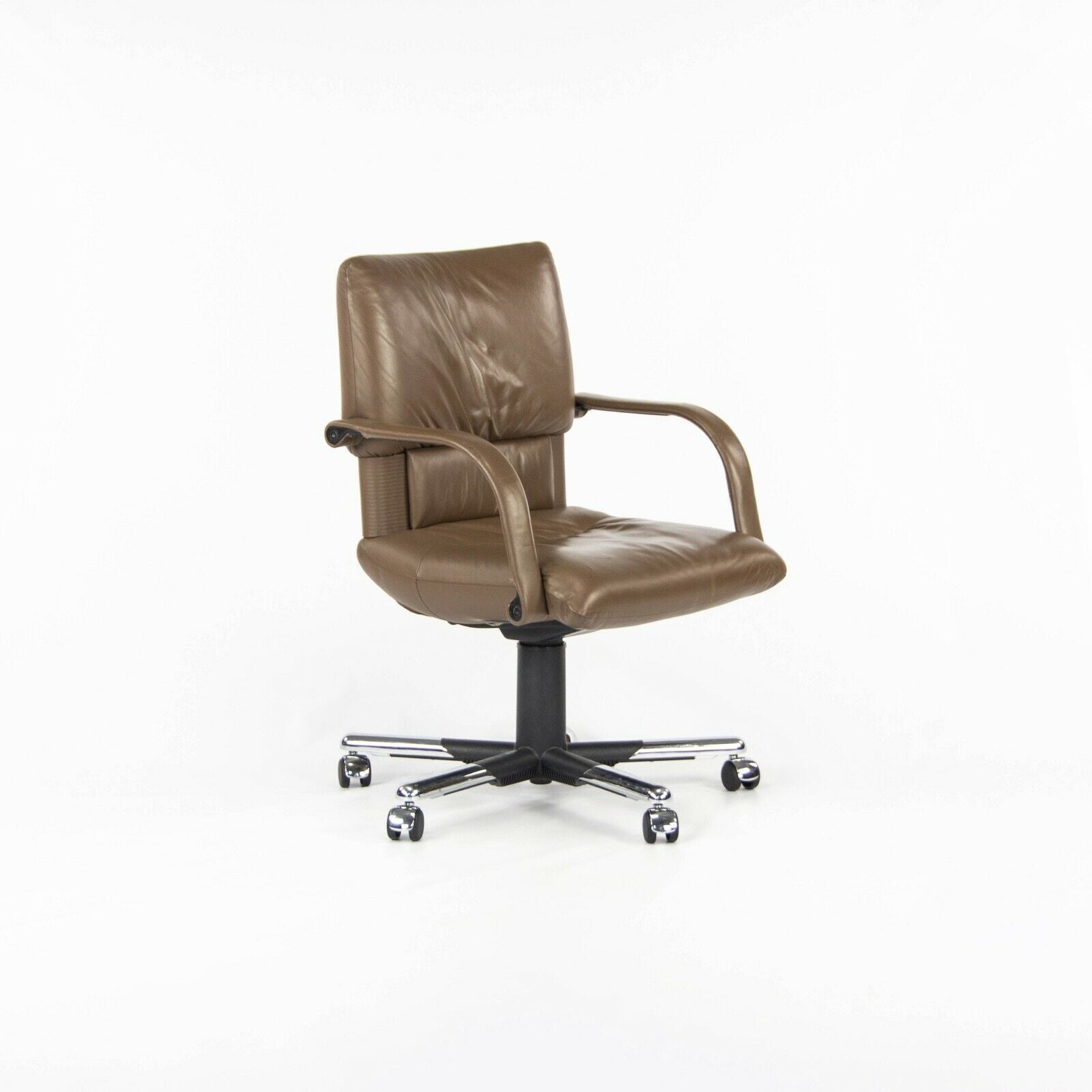 1990s Mario Bellini Vitra Figura High Back Desk Chair in Brown Leather