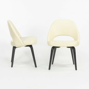 Eero Saarinen Knoll 2020 Executive Side Chair with Wood Legs & Ivory Leather 2x Available