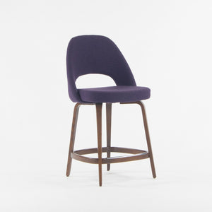 2021 Eero Saarinen Knoll Executive Counter Stool w/ Walnut Base in Purple Boucle