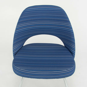 SOLD 2020 6x Eero Saarinen for Knoll Executive Side Chair with Blue Striped Fabric