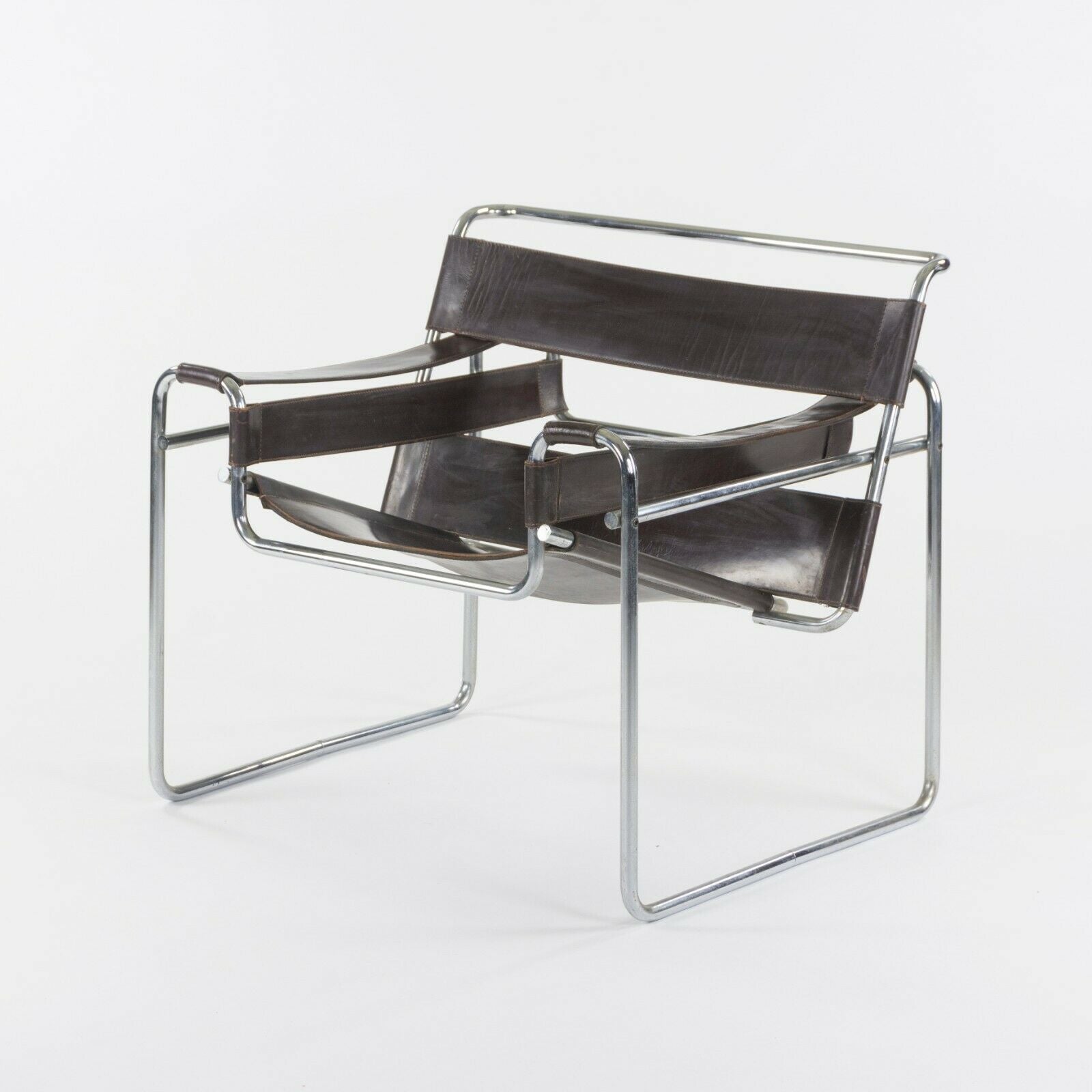 SOLD 1960s Knoll International Brown Leather Wassily Lounge Chair by Marcel Breuer
