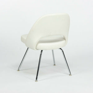 SOLD Eero Saarinen Knoll 2020 White Leather Executive Side Chair with Chrome Legs 2x Available