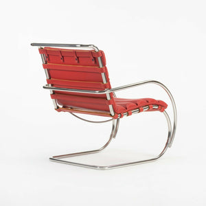 2006 Mies Van Der Rohe for Knoll Studio Red Leather MR EO7M Lounge Arm Chairs