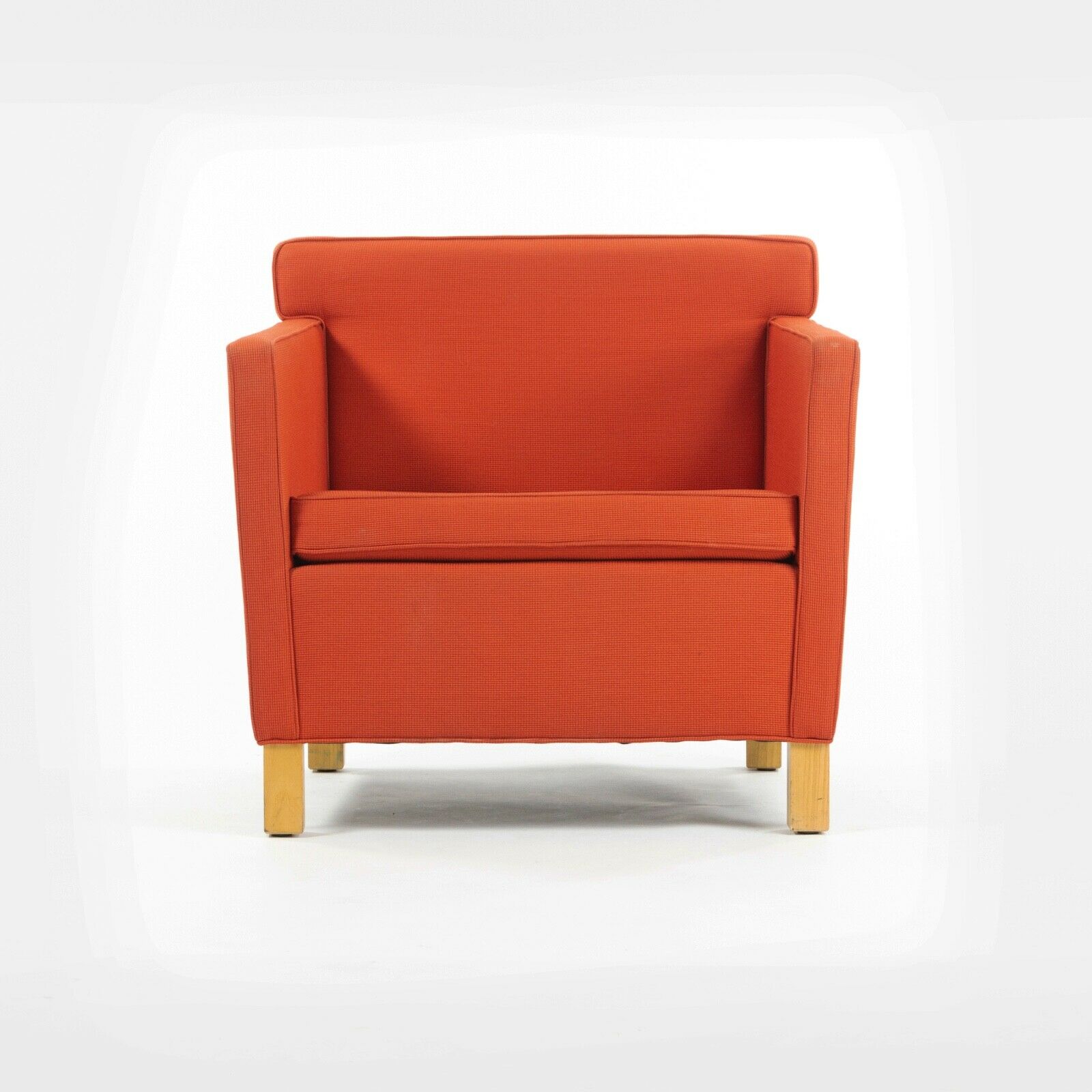 SOLD 2010s Pair Original Knoll Mies Van Der Rohe Krefeld Lounge Chair Orange Fabric