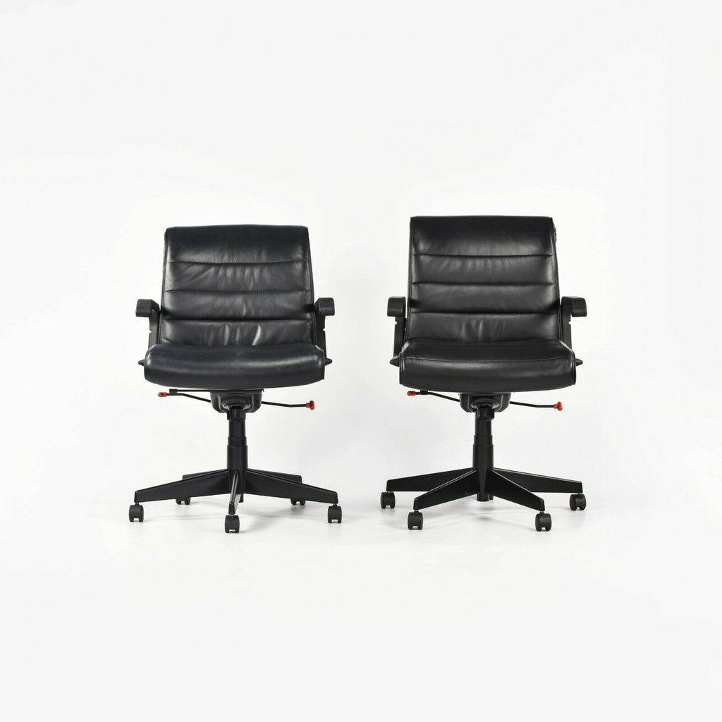 SOLD 2006 Richard Sapper for Knoll Management Desk Chair in Black Toscana Leather