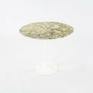 SOLD 2010s Eero Saarinen for Knoll Arabescato Marble Oval Tulip Side Table in White