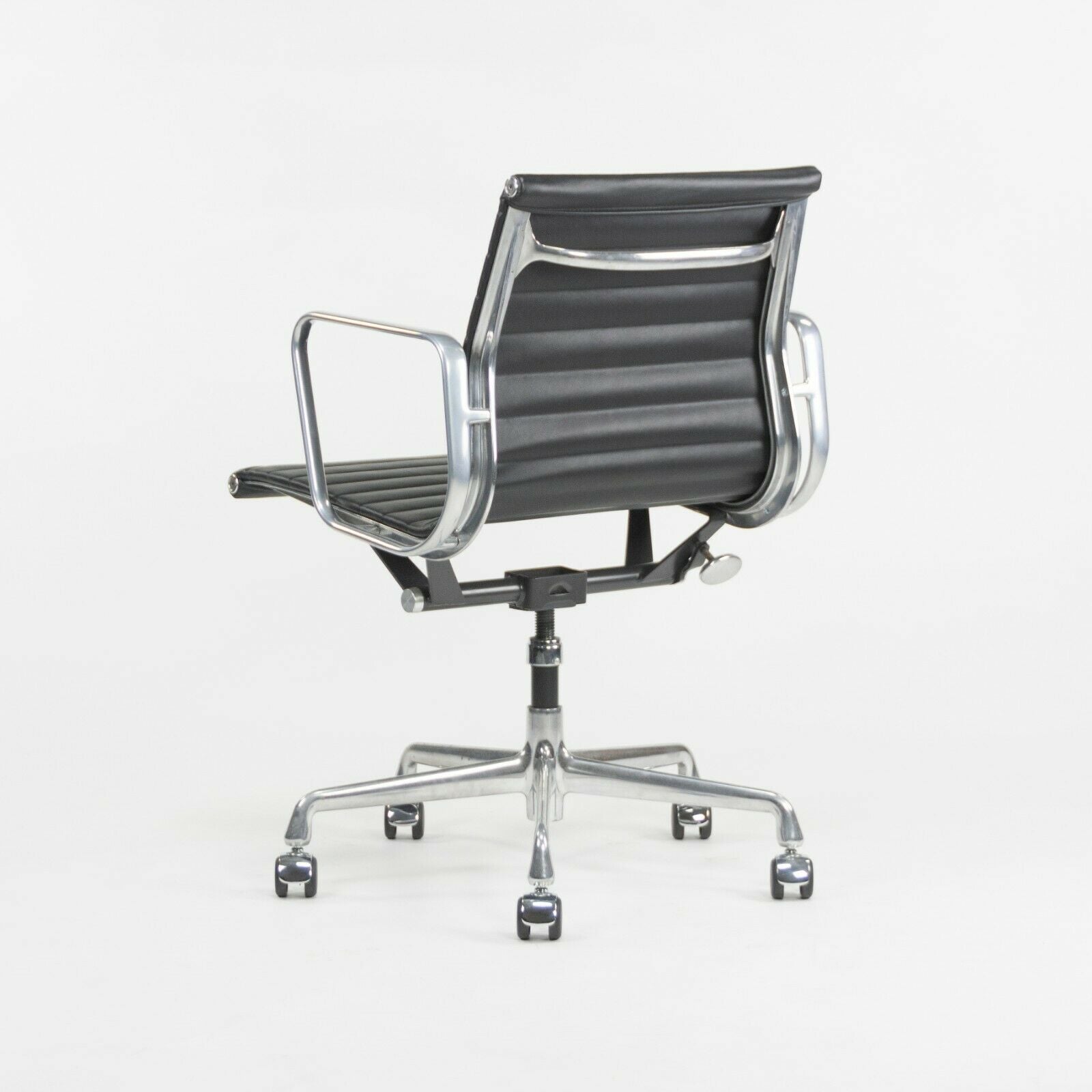 SOLD C. 2010s Herman Miller Eames Aluminum Group Management Desk Chair Black Leather