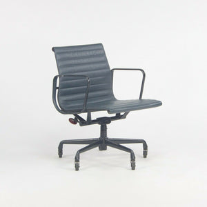 SOLD 1999 Herman Miller Eames Aluminum Group Management Desk Chair in Blue Leather